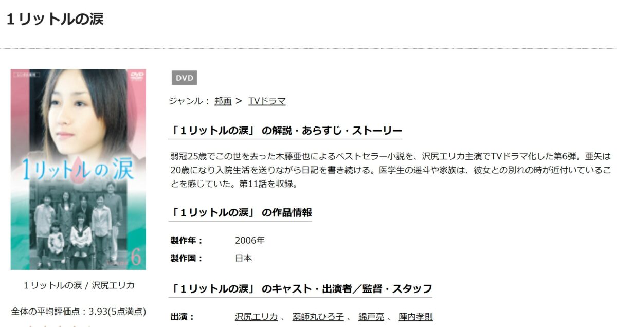 1リットルの涙 tsutaya
