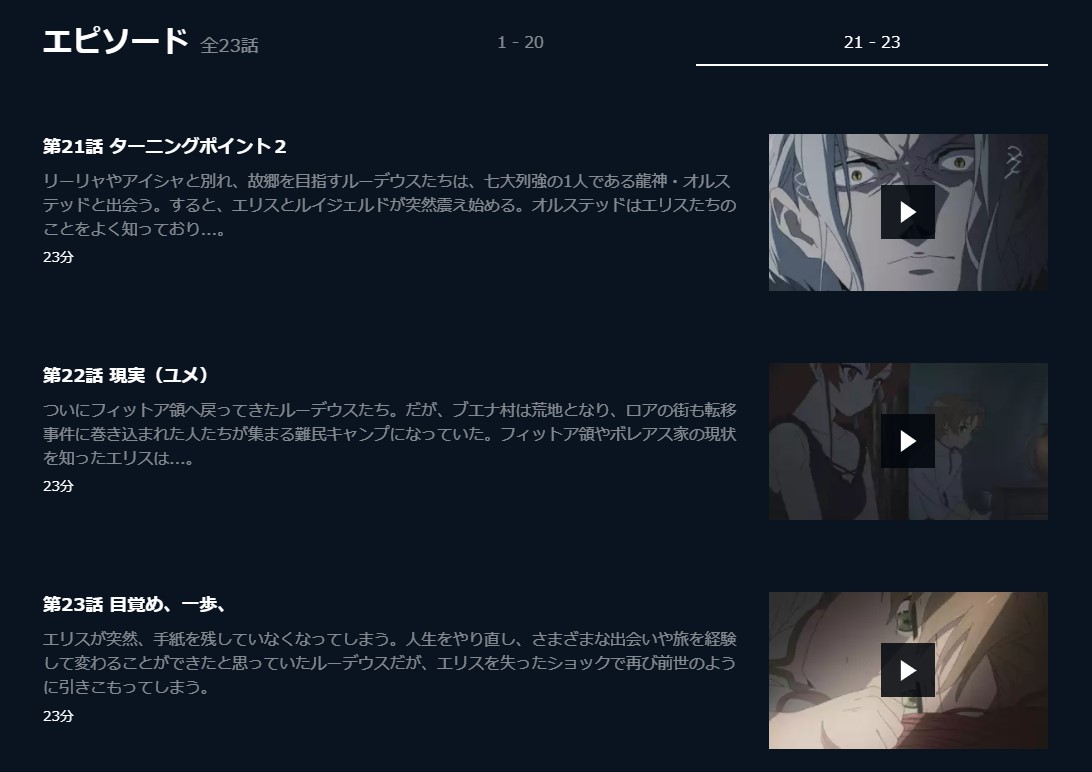 無職転生 ～異世界行ったら本気だす～（2期） u-next
